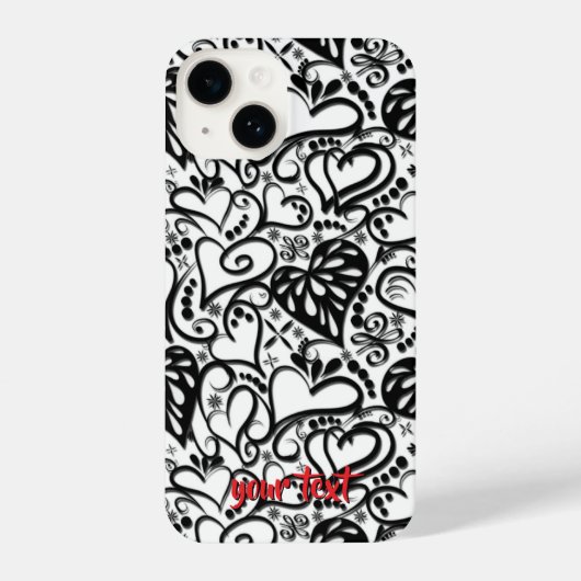 Personalized Tattoo Style Hearts Phone Case iPhoneケース (裏面)