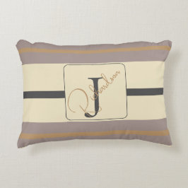 Personalized Taupe Gold Stripe Modern Neutral Chic アクセントクッション