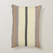 Personalized Taupe Gold Stripe Modern Neutral Chic アクセントクッション (裏面(縦))