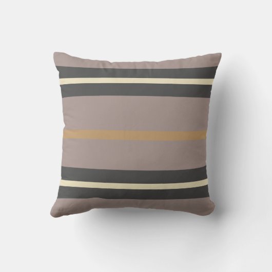 Personalized Taupe Gold Stripe Modern Neutral Chic クッション (裏面)