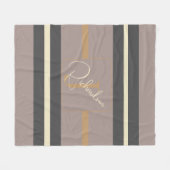 Personalized Taupe Gold Stripe Modern Neutral Chic フリースブランケット (正面(横))