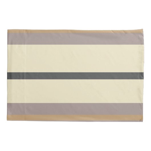 Personalized Taupe Gold Stripe Modern Neutral Chic 枕カバー (裏面)