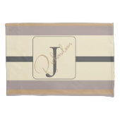 Personalized Taupe Gold Stripe Modern Neutral Chic 枕カバー (正面)