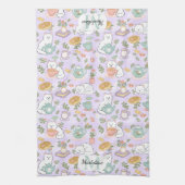 Personalized Tea & Baker Cat Monogram キッチンタオル (縦)