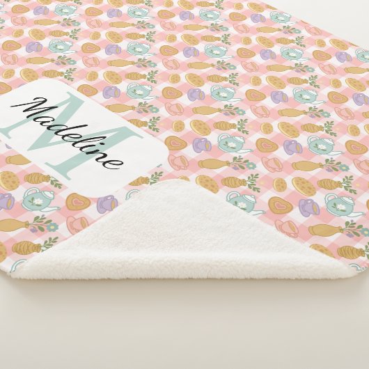 Personalized Tea & Baker Monogram Sherpa Blanket シェルパブランケット (3/4)