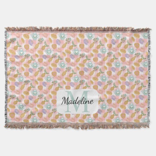 Personalized Tea & Baker Monogram Throw Blanket スローブランケット (正面)