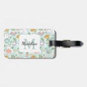 Personalized Tea Bookish Cats Girl Mint Green ラゲッジタグ (裏面横)