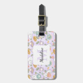Personalized Tea & Bookish Cats Girl Purple ラゲッジタグ (正面縦)