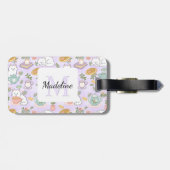 Personalized Tea & Bookish Cats Girl Purple ラゲッジタグ (裏面横)