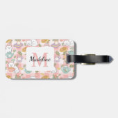 Personalized Tea Bookish Cats Girl Traveling Pink ラゲッジタグ (裏面横)