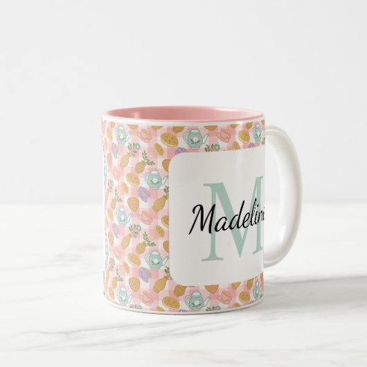 Personalized Tea Lover & Baker Monogram Name Mug ツートーンマグカップ (正面右)