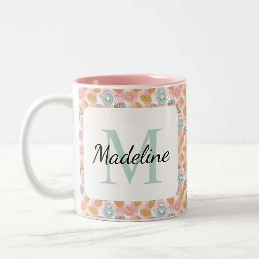 Personalized Tea Lover & Baker Monogram Name Mug ツートーンマグカップ (左)