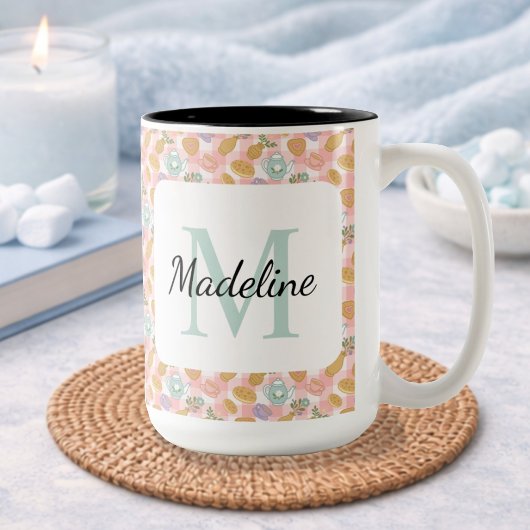 Personalized Tea Lover & Baker Monogram Name Mug ツートーンマグカップ