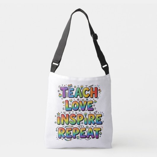 Personalized Teach Love Inspire Repeat Teacher クロスボディバッグ (正面)