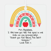 Personalized Teacher Appreciation メタルオーナメント (裏面)