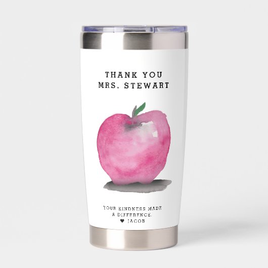 Personalized Teacher Appreciation Apple Thank you 保温保冷タンブラー (正面)