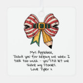 Personalized Teacher Appreciation Christmas メタルオーナメント (正面)