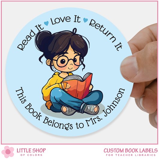 Personalized Teacher Classroom Library Book Labels ラウンドシール