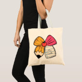 Personalized Teacher Coquette Bow Teacher Name トートバッグ (正面(商品))