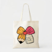 Personalized Teacher Coquette Bow Teacher Name トートバッグ (正面)
