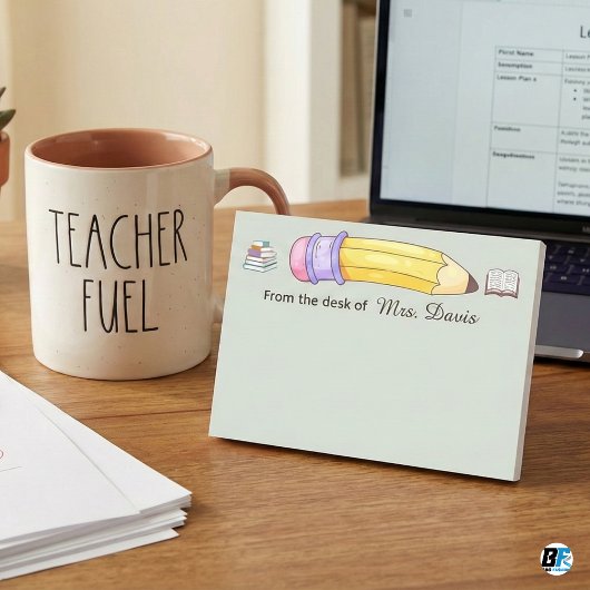 Personalized Teacher From The Desk Of Pencil & Bk ポストイット