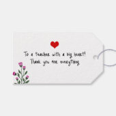Personalized Teacher Gift Tag - Big Heart  ギフトタグ (正面(横))