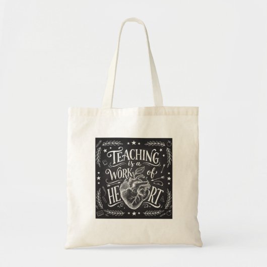 Personalized Teacher Heart Chalkboard Budget Tote  トートバッグ (正面)