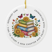 Personalized Teacher Librarian Retirement セラミックオーナメント (裏面)