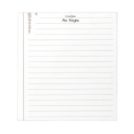 Personalized Teacher lined paper cute notepad ノートパッド
