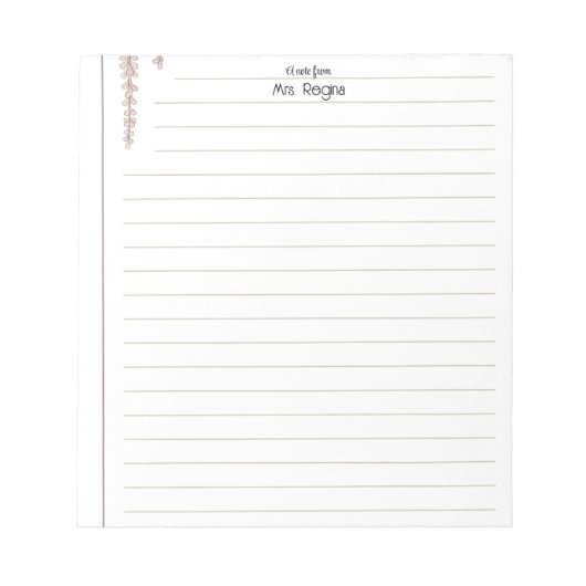 Personalized Teacher lined paper cute notepad ノートパッド (正面)