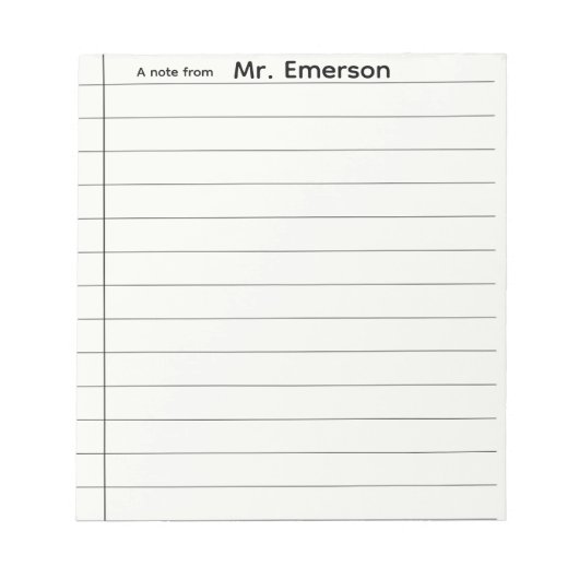 Personalized Teacher Lined Paper Notepad ノートパッド (正面)