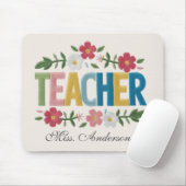 Personalized Teacher Mouse Pad with Floral Design マウスパッド (マウス)