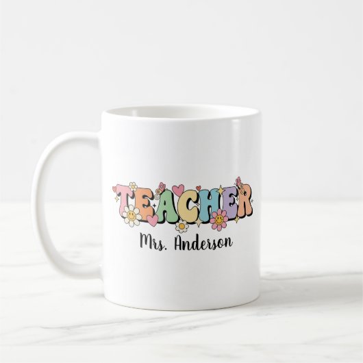 Personalized Teacher Mug, Custom Teacher Appreciat コーヒーマグカップ (左)