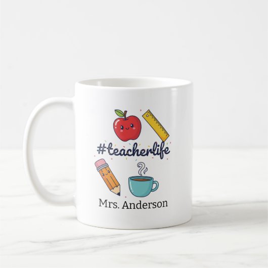 Personalized Teacher Mug, Custom Teacher Appreciat コーヒーマグカップ (左)