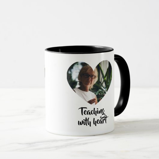Personalized Teacher mug with Heart Photo Frame マグカップ (正面右)