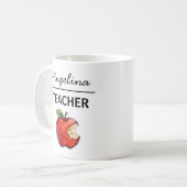 Personalized TEACHER Name Apple Gift コーヒーマグカップ (正面左)