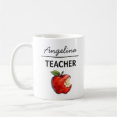 Personalized TEACHER Name Apple Gift コーヒーマグカップ (左)