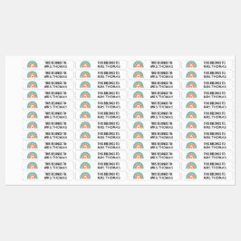 Personalized Teacher Name Labels – Rainbow Design ラベル