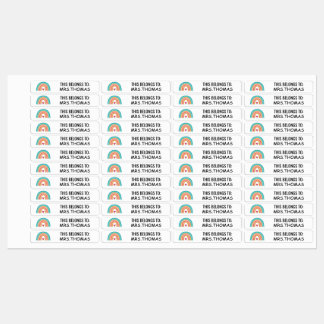 Personalized Teacher Name Labels – Rainbow Design ラベル