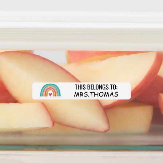Personalized Teacher Name Labels – Rainbow Design ラベル (貼付)