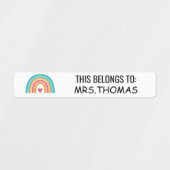 Personalized Teacher Name Labels – Rainbow Design ラベル (デザイン2)