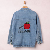 Personalized Teacher Name Red Apple Quarter デニムジャケット (ハンガー)