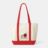 Personalized Teacher Name Red Apple Quarter トートバッグ (裏面)