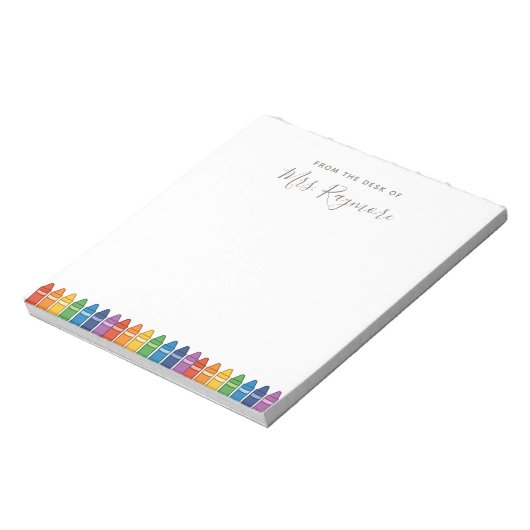 Personalized Teacher Notepad – Rainbow Crayon Appr ノートパッド (回転)