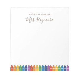 Personalized Teacher Notepad – Rainbow Crayon Appr ノートパッド