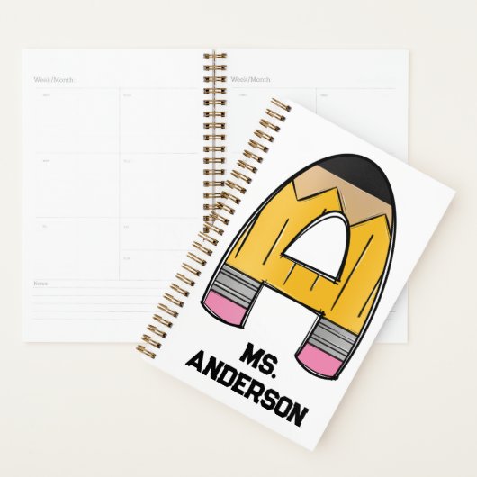 Personalized Teacher Planner – Pencil Initial プランナー手帳 (ディスプレー)