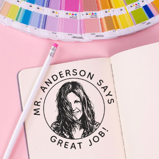 Personalized Teacher Stamp With Custom Photo Stamp セルフインキングスタンプ