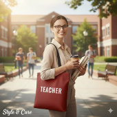 Personalized Teacher Text Statement Deep Red トートバッグ