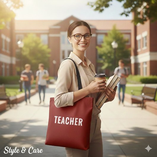 Personalized Teacher Text Statement Deep Red トートバッグ