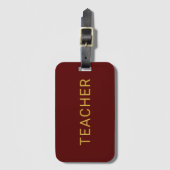Personalized Teacher Text Statement Maroon ラゲッジタグ (正面縦)